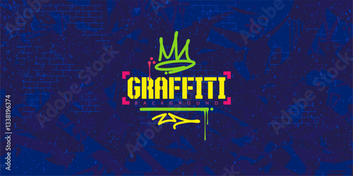 Cool Abstract Colorful Urban Street Art Graffiti Style Vector Illustration Background Template