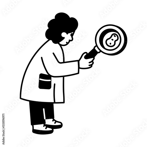 A hand drawn style illustration of a searching character 

