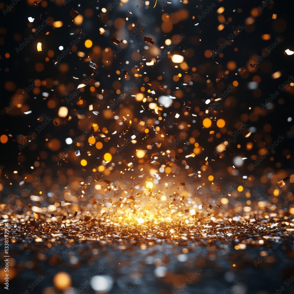 Naklejka premium Golden Confetti Background