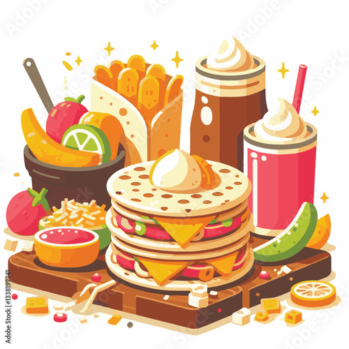 food, arepa, breakfast, colombia, bread, corn, lunch, traditional, typical, latin, dinner, homemade, meal, delicious, snack, cuisine, cheese, grilled, chicken, isolated, meat, culture, tradition, maiz