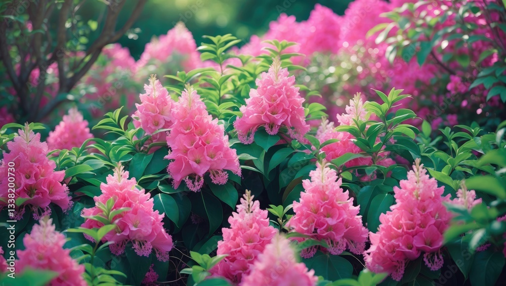 Vibrant pink azalea bush brimming with blossoms Vibrant pink azalea bush brimming with blossoms
