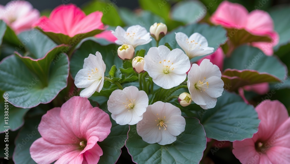 Obraz premium Close-up image of the decorative flowers of the hardy begonia plant