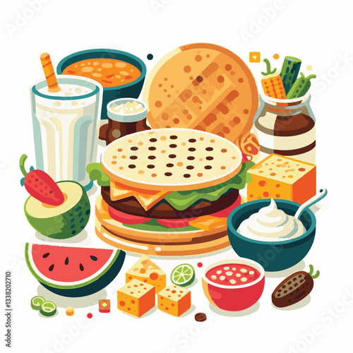 food, arepa, breakfast, colombia, bread, corn, lunch, traditional, typical, latin, dinner, homemade, meal, delicious, snack, cuisine, cheese, grilled, chicken, isolated, meat, culture, tradition, maiz