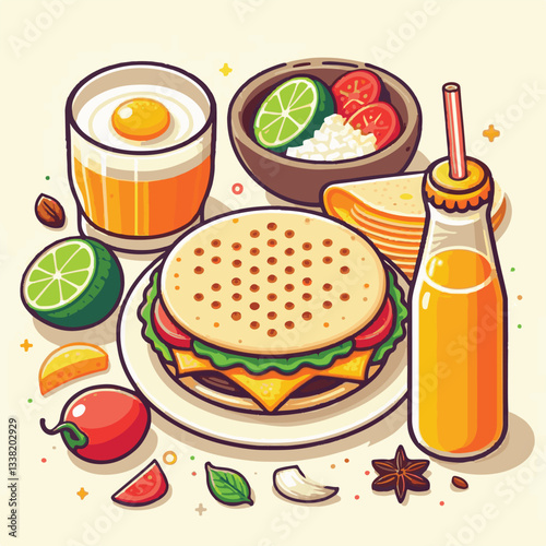 food, arepa, breakfast, colombia, bread, corn, lunch, traditional, typical, latin, dinner, homemade, meal, delicious, snack, cuisine, cheese, grilled, chicken, isolated, meat, culture, tradition, maiz