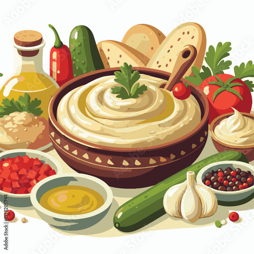 food, eggplant, cuisine, arabic, traditional, appetizer, vegetarian, dip, hummus, babaganoush, turkish, lebanese, vegetable, mediterranean, ganoush, parsley, healthy, snack, arabian, greek, baba, back