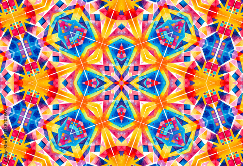 Bright kaleidoscopic background with abstract colorful pattern