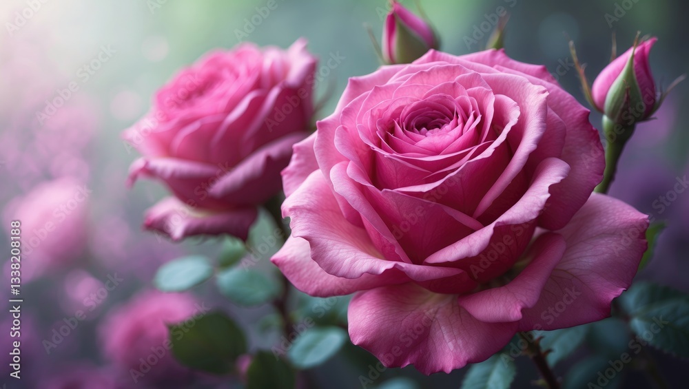 Pink rose in full bloom within the garden. This image showcases the elegance of nature through a stunning rose. It symbolizes romance and is ideal for any design project. Pink rose in full bloom within the garden. This image showcases the elegance of nature through a stunning rose. It symbolizes romance and is ideal for any design project.