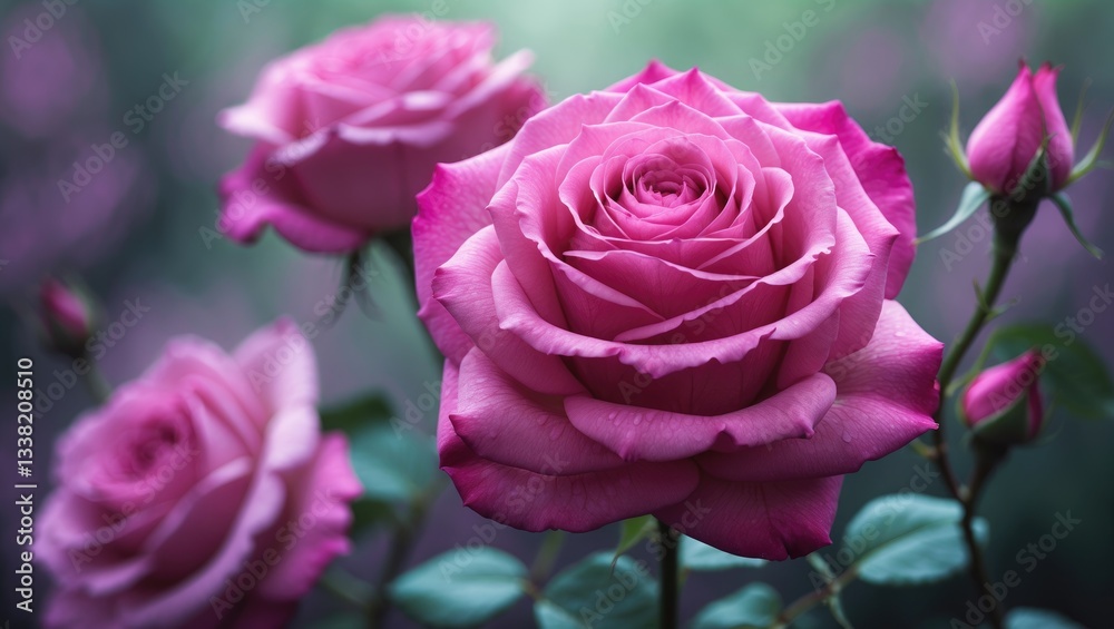 Pink rose in full bloom within the garden. This image showcases the beauty of nature with a stunning rose. It evokes romance and is ideal for various design projects. Pink rose in full bloom within the garden. This image showcases the beauty of nature with a stunning rose. It evokes romance and is ideal for various design projects.