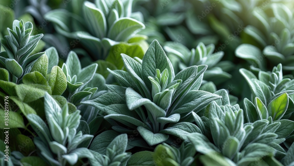Obraz premium close up sage leaf herb abstract texture backdrop