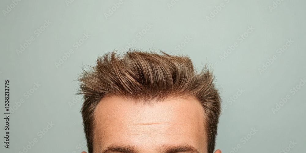man with stylish hair and neutral expression against light background. His hairstyle is modern and well groomed, showcasing trendy look man with stylish hair and neutral expression against light background. His hairstyle is modern and well groomed, showcasing trendy look