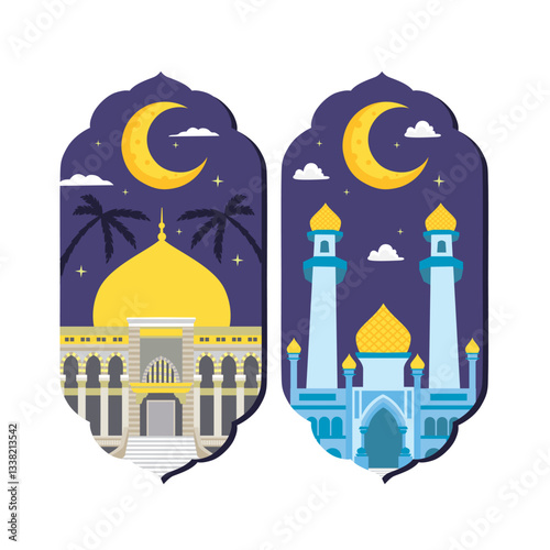 Beautiful Mosques Under the Moonlight