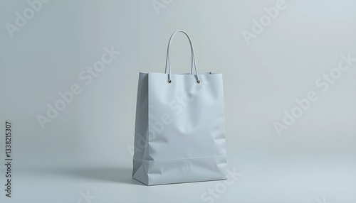 A single shopping bag on a soft pastel background. Matte texture, sturdy handles, and a soft shadow add depth. A clean, minimalist concept ideal for retail, branding, and e-commerce themes.