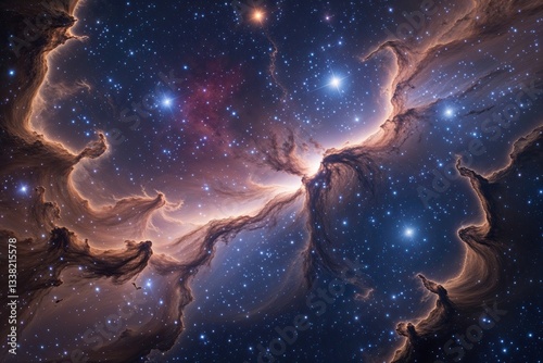 Striking Starry Nebula Spectacle: Intriguing Night Cosmos and Horizons of Science