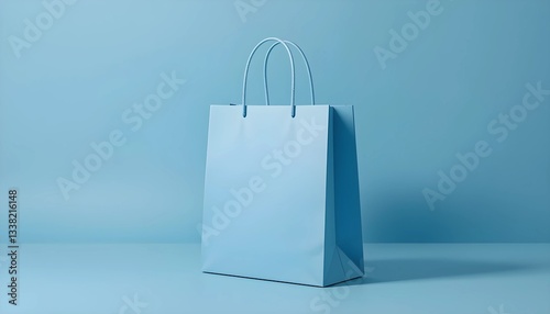 A single shopping bag on a soft pastel background. Matte texture, sturdy handles, and a soft shadow add depth. A clean, minimalist concept ideal for retail, branding, and e-commerce themes.