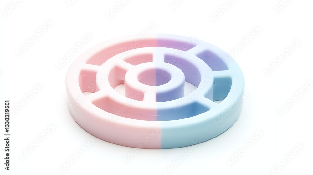 Colorful geometric shape with a layered design, featuring a smooth surface and pastel hues, on a white isolated background. Colorful geometric shape with a layered design, featuring a smooth surface and pastel hues, on a white isolated background.