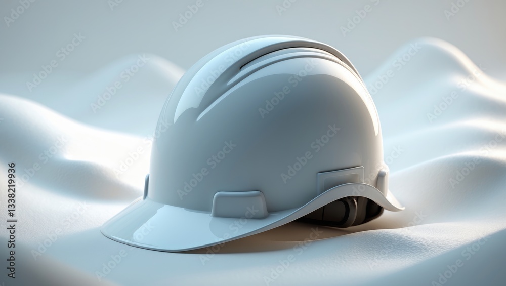 White plastic safety helmet set against a white backdrop. White plastic safety helmet set against a white backdrop.