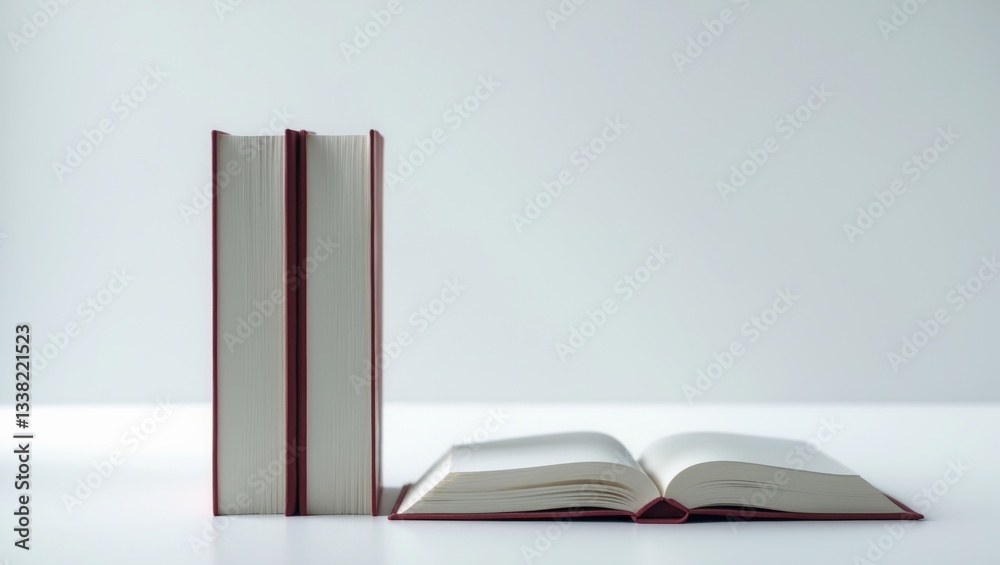 Fototapeta premium Set of open and closed books, isolated on a white background.