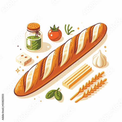 baguette, food, bread, bakery, breakfast, bun, meal, fresh, french, pastry, loaf, healthy, wheat, tasty, crust, flour, nutrition, bake, isolated, brown, background, traditional, delicious, organic, na
