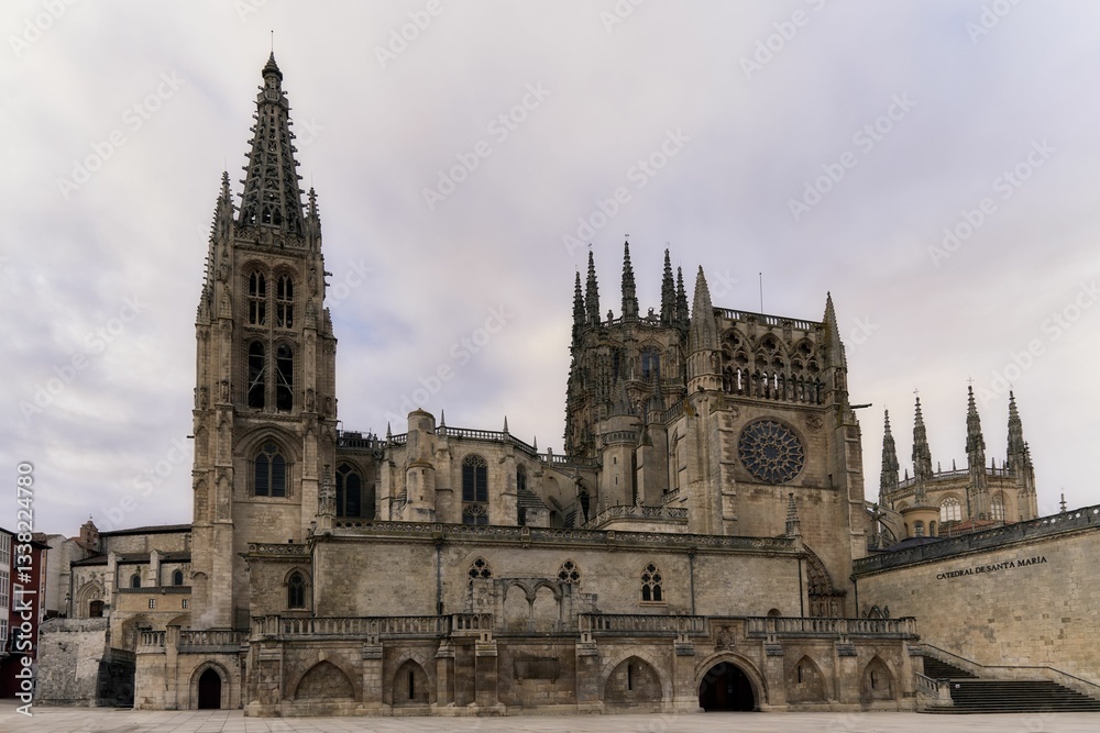 Burgos Cathedral in Spain with Gothic architecture. Burgos Cathedral in Spain with Gothic architecture.