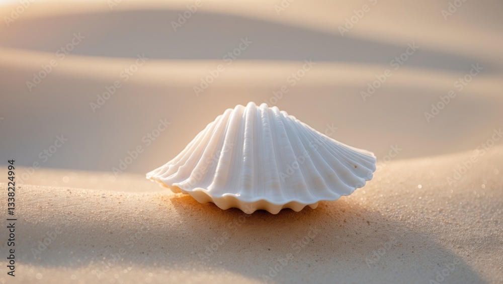 Seashell on pristine sand. Close-up, texture of sand. Seashell on pristine sand. Close-up, texture of sand.