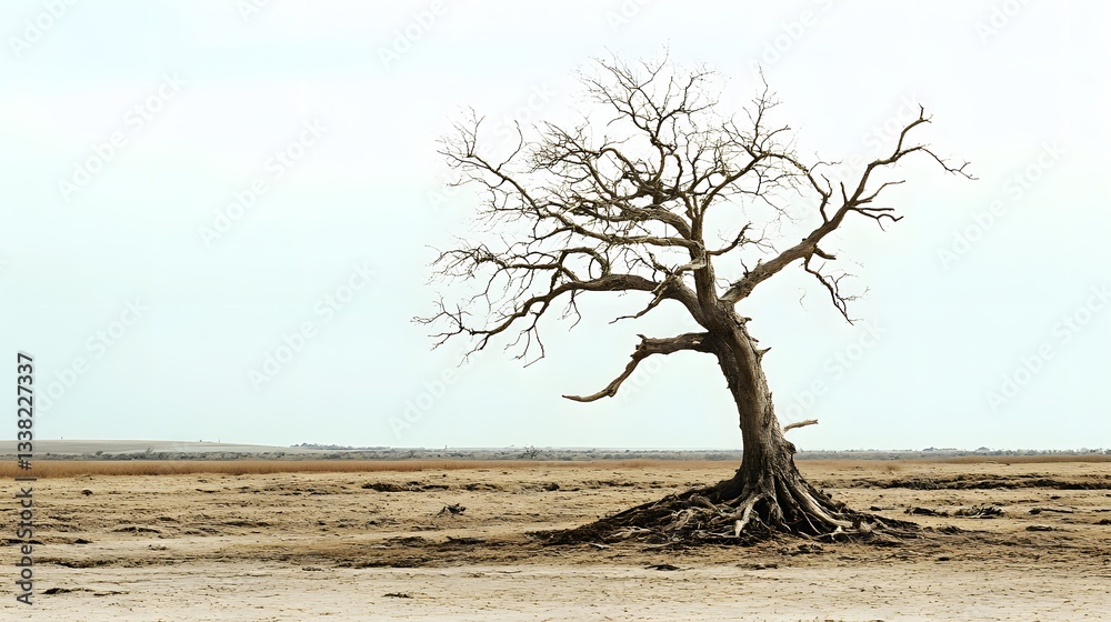 Lone Dead Tree in Arid Landscape
