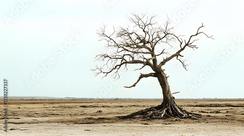 Obraz na płótnie Lone Dead Tree in Arid Landscape w salonie