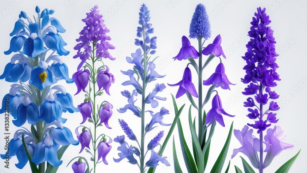 Obraz premium Wildflower collection displayed against a white background.