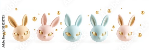 A Playful Array Of Bunnies With Shimmering Gold Accents