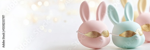 Elegant Pastel Bunnies Adorned With Glittery Gold Designs