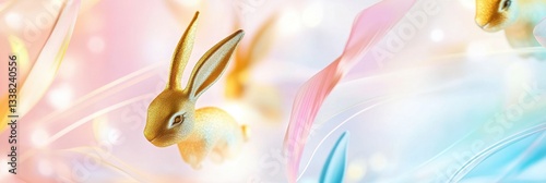 Shimmering Bunnies Leap Through A Pastel Fantasia