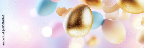 Shiny Golden Egg Prominent With Soft Focus Background.