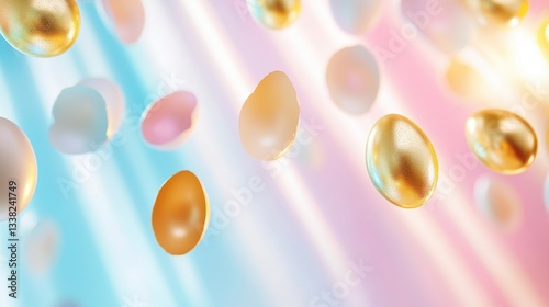 Floating Eggs Painting Vibrant Pastel Colored Waves.