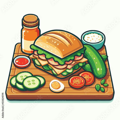bread, baguette, meal, meat, fresh, food, background, cucumber, carrot, lunch, cuisine, coriander, sandwich, asian, traditional, vietnamese, pork, vietnam, sliced, closeup, cilantro, vegetable, street