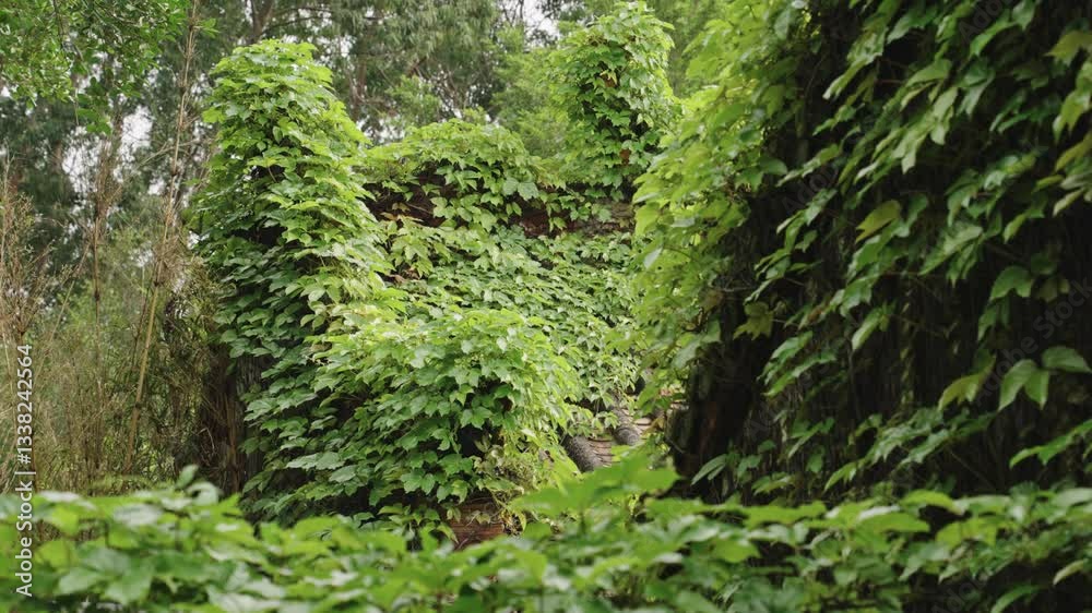 4k Video Showcasing Roofs of Ancient Buildings Adorned With Lush Creepers and Vibrant Greenery in a Serene Environment 4k Video Showcasing Roofs of Ancient Buildings Adorned With Lush Creepers and Vibrant Greenery in a Serene Environment