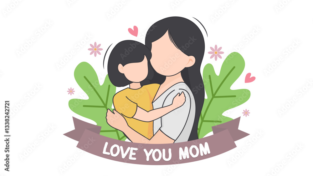 Flat mother's day template illustration Flat mother's day template illustration