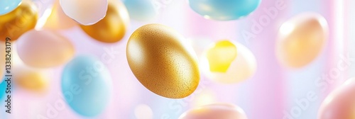 Close-Up View Of A Golden Egg In Pastel Light Setting