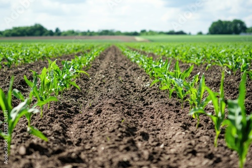 Obraz na płótnie A close-up of a no till field with diverse plant growth and rich soil structure w salonie