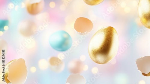 Ethereal Golden Eggs With Colorful Pastel Lights