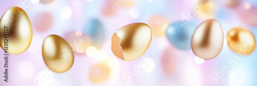 Vibrant Golden Eggs With Pastel Elegance In View