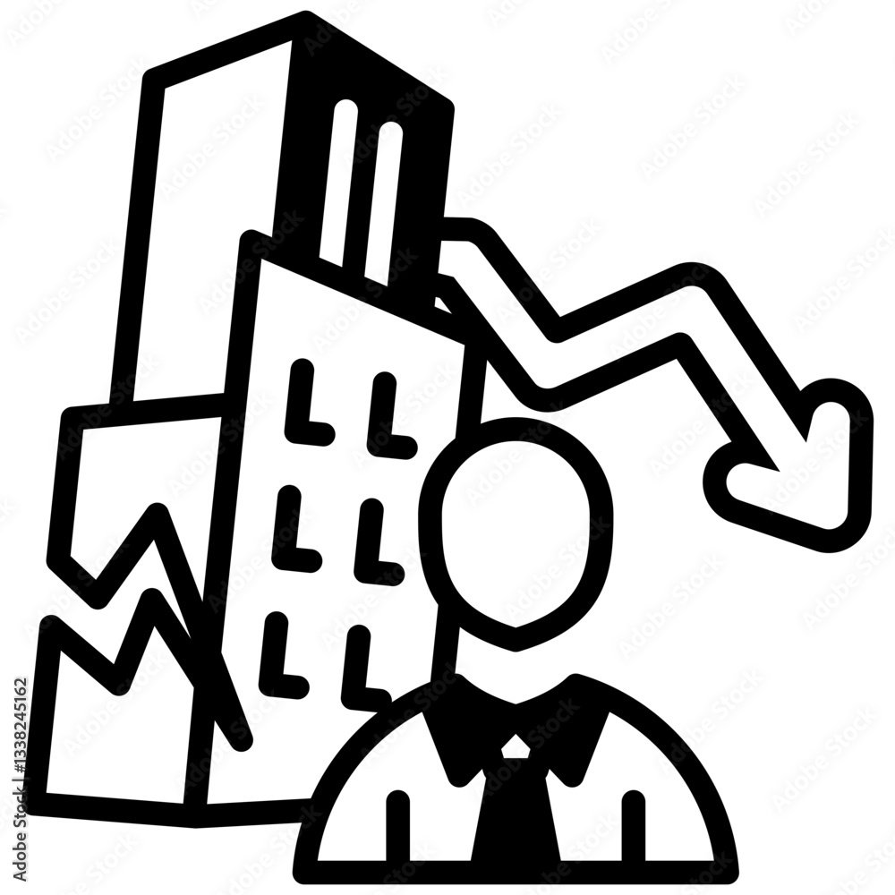 Bankrupt icon in Mix Filled Style. Simple Vector Design. Simple Vector Outline Filled Icon