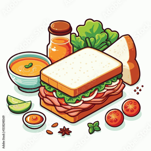bread, baguette, meal, meat, fresh, food, background, cucumber, carrot, lunch, cuisine, coriander, sandwich, asian, traditional, vietnamese, pork, vietnam, sliced, closeup, cilantro, vegetable, street