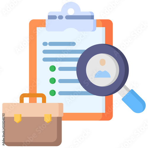 Search Employee icon in Flat Color Style. Simple Vector Design. Simple Vector Flat Icon
