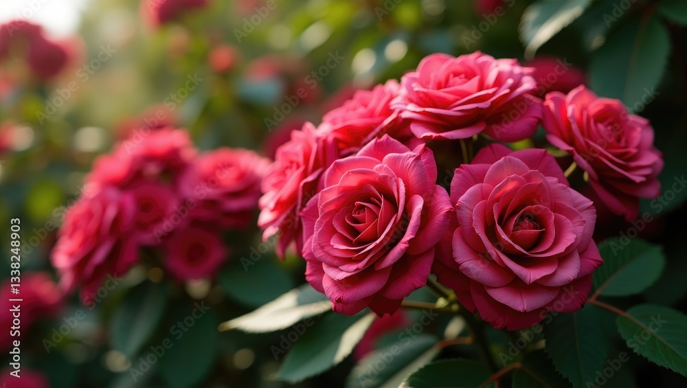 Bright pink flowering carpet rose in bloom. Bright pink flowering carpet rose in bloom.
