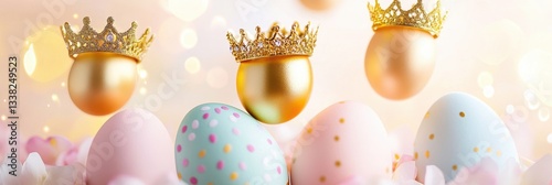 Royal Easter Eggs With Crowns In Pastel Colors
