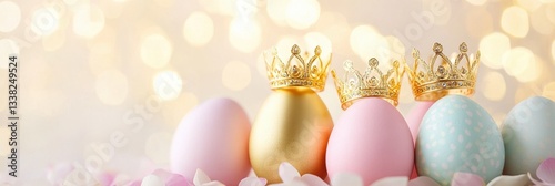 Easter Eggs Crowned With Gold In Soft Pastel Hues