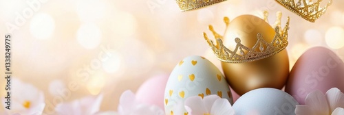 Elegant Eggs With Golden Crowns And Heart Designs