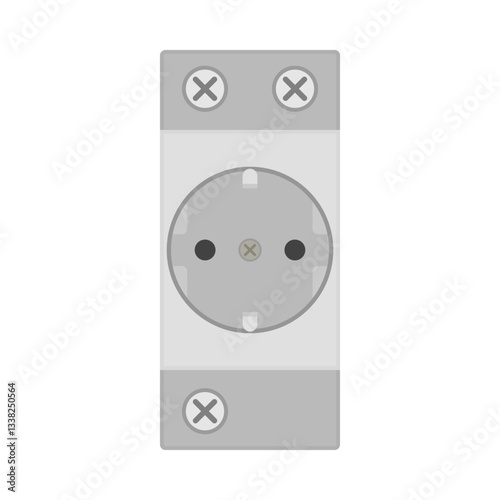 Modular socket for DIN rail. Flat style vector illustration isolated on a white background
