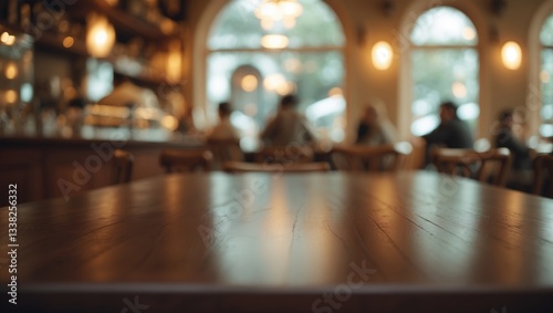 Wallpaper Mural Empty wooden tabletop with blurred interior background Torontodigital.ca