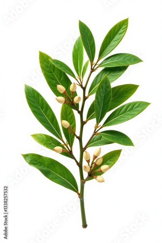 Tea tree Melaleuca branch with leaves and seeds isolated on white, plant, nature, seeds