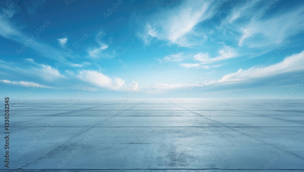 Sky Background Scene with Summer Clouds and Concrete Floor Sky Background Scene with Summer Clouds and Concrete Floor